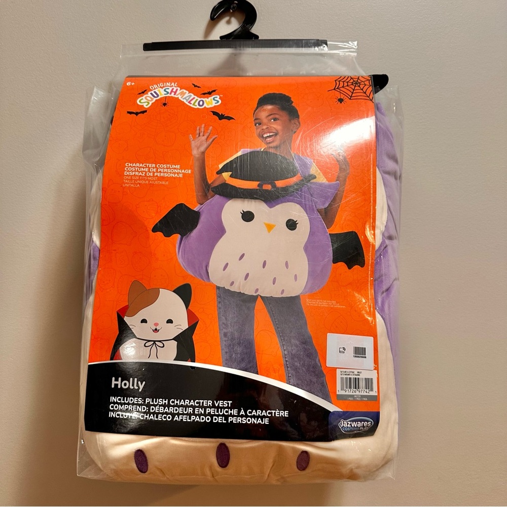 NEW Kid's Squishmallow Holly the Owl Costume Halloween Purple Witch NONSMOKING